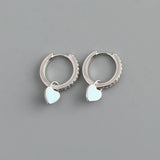 925 Silver Heart Enamel Pendant Pave Zircon Earrings for Women