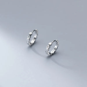 925 Silver Zircon Ear Buckles Earrings for Women Hip Hop Rock Piercing Hoop
