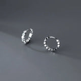 925 Silver Zircon Ear Buckles Earrings for Women Hip Hop Rock Piercing Hoop