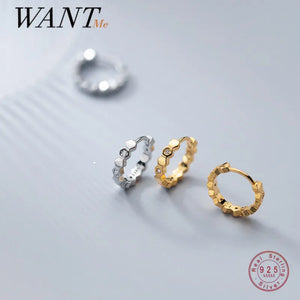 925 Silver Zircon Ear Buckles Earrings for Women Hip Hop Rock Piercing Hoop
