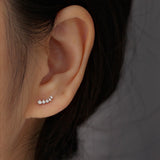 925 Silver Zircon Small Stud Earrings for Women, Ear Bone Piercing