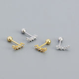 925 Silver Zircon Small Stud Earrings for Women, Ear Bone Piercing