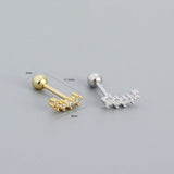 925 Silver Zircon Small Stud Earrings for Women, Ear Bone Piercing