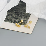 925 Silver Zircon Small Stud Earrings for Women, Ear Bone Piercing