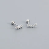925 Silver Zircon Small Stud Earrings for Women, Ear Bone Piercing