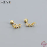925 Silver Zircon Small Stud Earrings for Women, Ear Bone Piercing