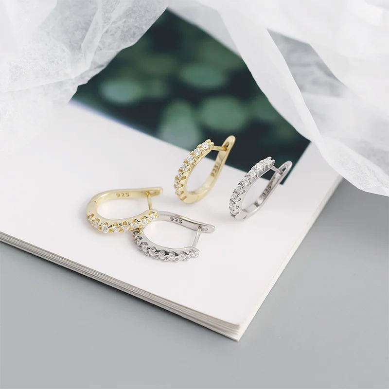 925 Silver Zircon Ear Buckle Earrings for Women Men