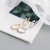 925 Silver Zircon Ear Buckle Earrings for Women Men