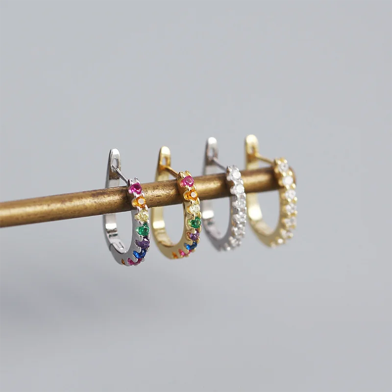 925 Silver Zircon Ear Buckle Earrings for Women Men