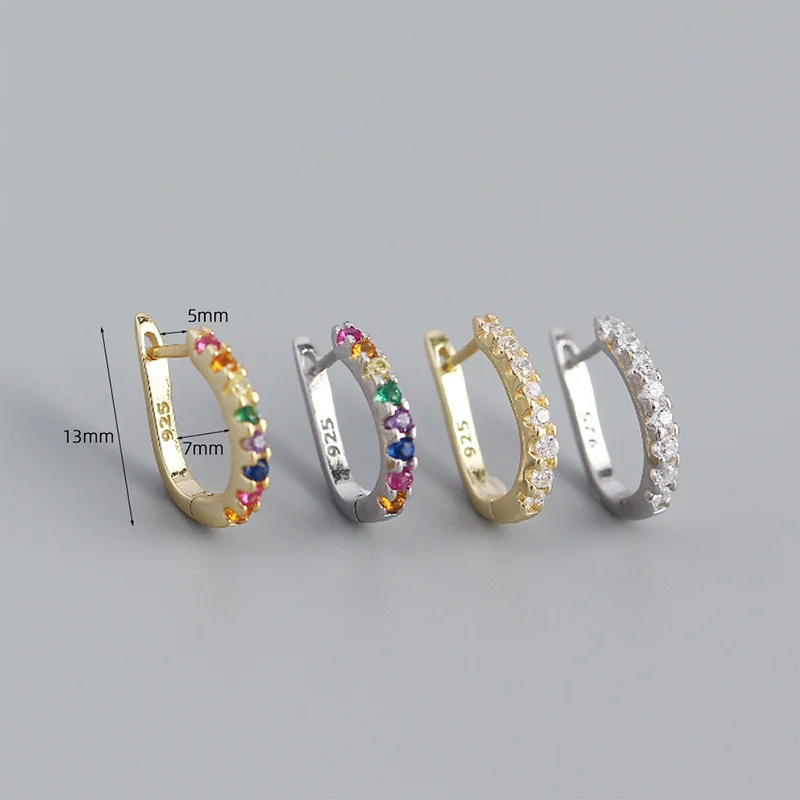 925 Silver Zircon Ear Buckle Earrings for Women Men