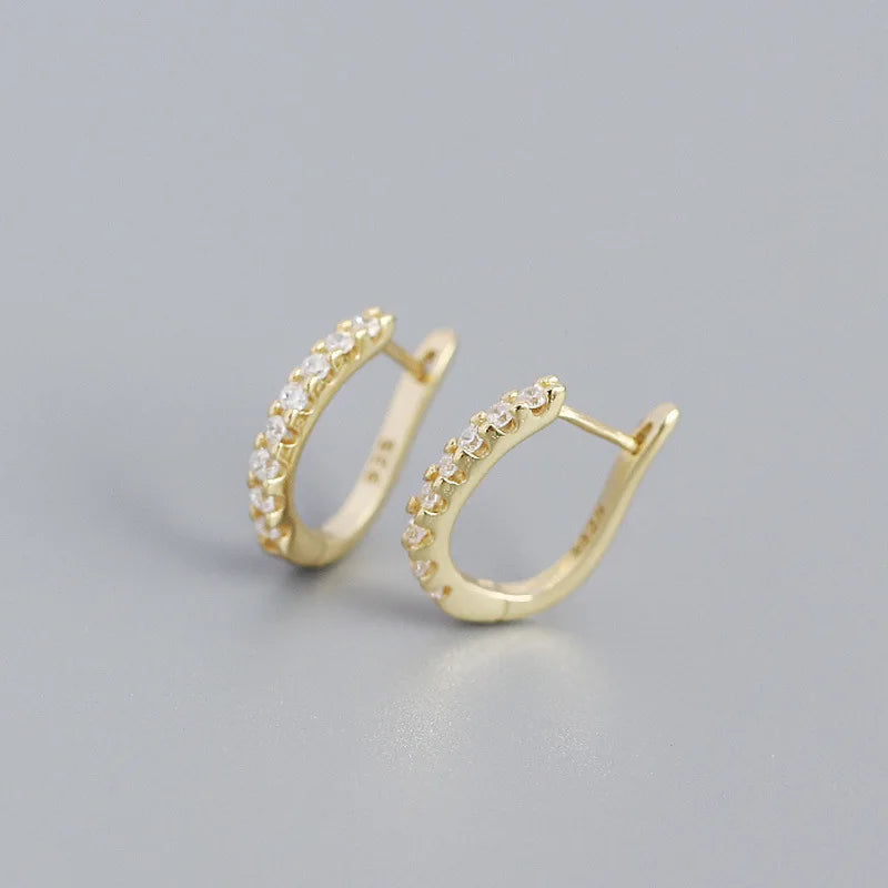 925 Silver Zircon Ear Buckle Earrings for Women Men