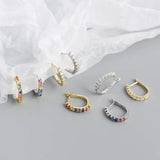 925 Silver Zircon Ear Buckle Earrings for Women Men