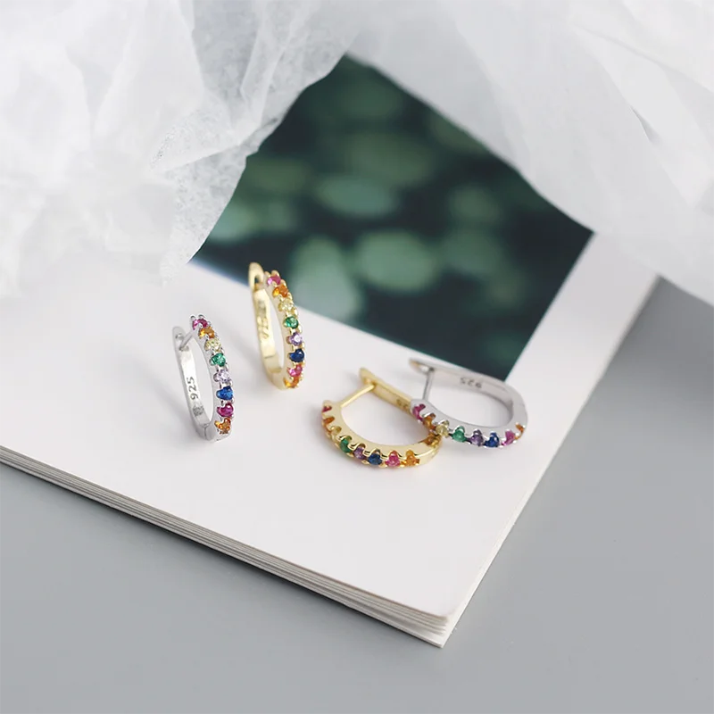 925 Silver Zircon Ear Buckle Earrings for Women Men
