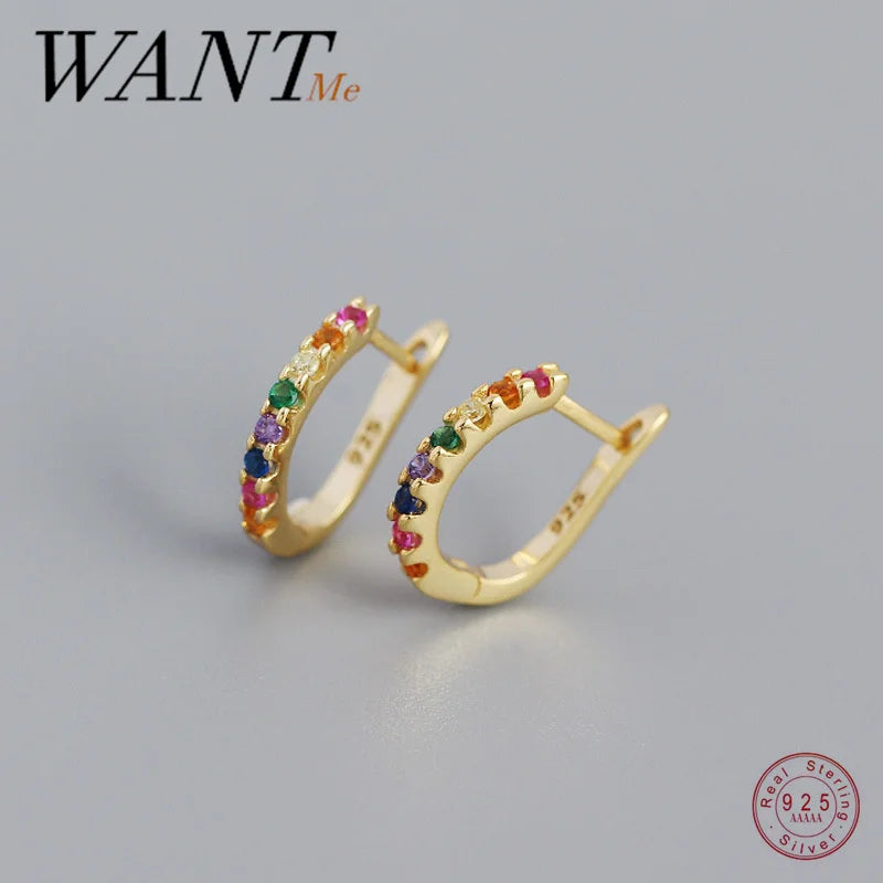 925 Silver Zircon Ear Buckle Earrings for Women Men