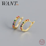 925 Silver Zircon Ear Buckle Earrings for Women Men