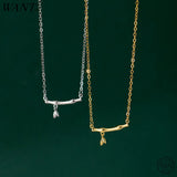 925 Silver Bamboo Pendant Clavicle Necklace Goth Party Jewelry Gift