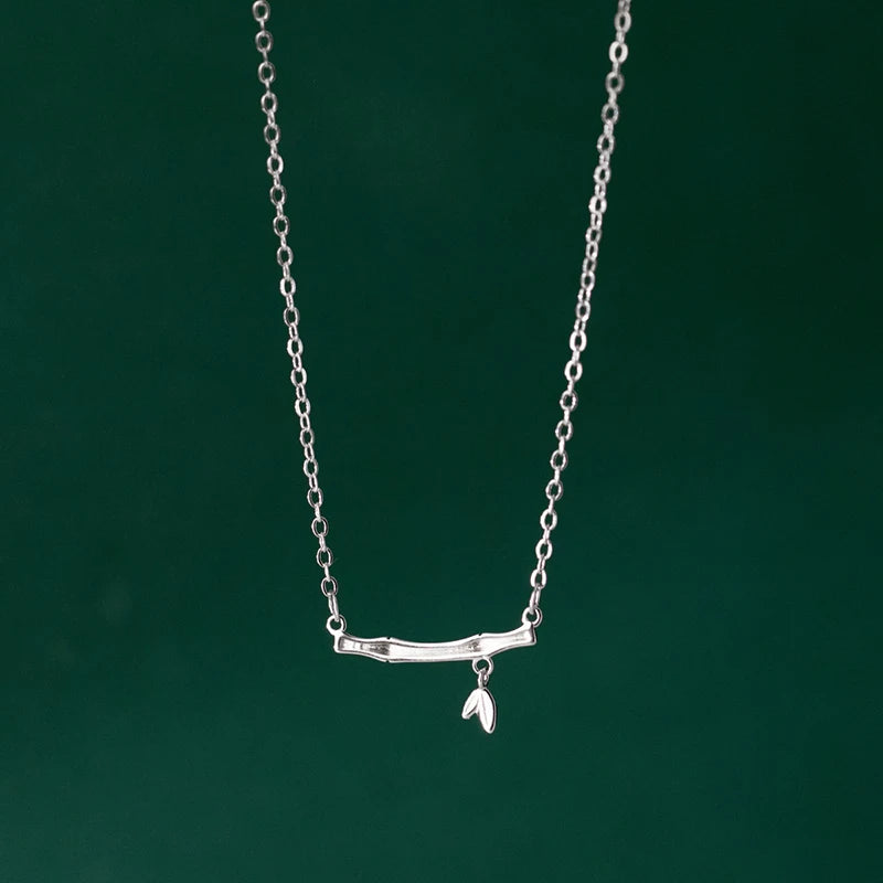 925 Silver Bamboo Pendant Clavicle Necklace Goth Party Jewelry Gift