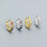 925 Silver Zircon Square Ear Buckle Bohemian Hoop Earring