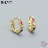 925 Silver Zircon Square Ear Buckle Bohemian Hoop Earring