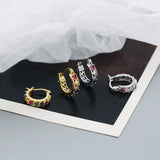 925 Silver Zircon Square Ear Buckle Bohemian Hoop Earring