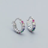 925 Silver Zircon Square Ear Buckle Bohemian Hoop Earring