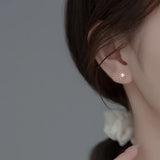 925 Silver Sun Moon Stud Earrings Zircon Charm Party Jewelry