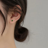 925 Silver Green Enamel Screw Bead Stud Earrings