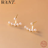 925 Silver Pearl Hanging Stud Earrings for Women