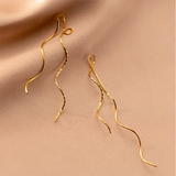 925 Silver Wave Box Chain Long Ear Line for Women Bohemian Piercing Earrings