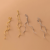 925 Silver Wave Box Chain Long Ear Line for Women Bohemian Piercing Earrings