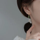 925 Silver Vintage Green Zircon Ear Hook Earrings