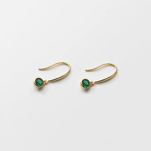 925 Silver Vintage Green Zircon Ear Hook Earrings
