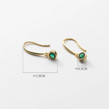 925 Silver Vintage Green Zircon Ear Hook Earrings
