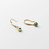 925 Silver Vintage Green Zircon Ear Hook Earrings