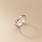 925 Silver Vintage Punk Goth Smiley Face Heart Ring