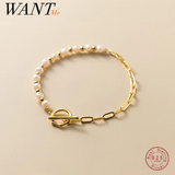 Baroque Natural Pearl 925 Sterling Silver Bracelet