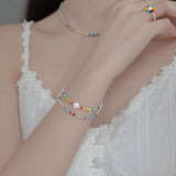 925 Silver Multicolor Glass Ball Bead Bracelet for Women