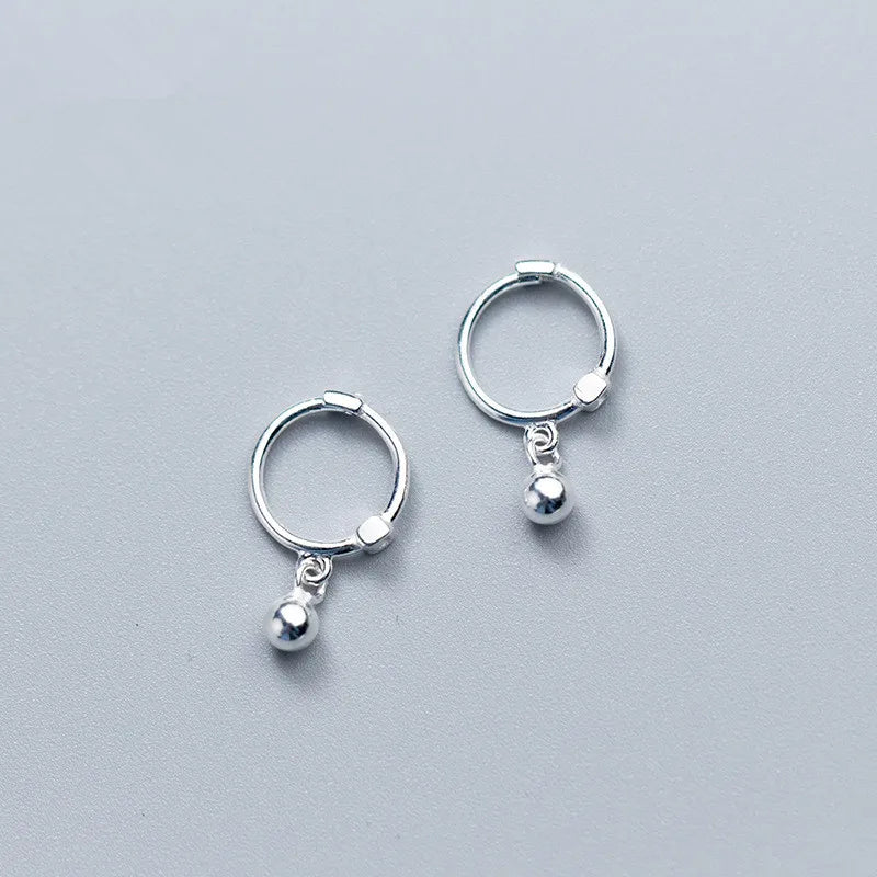 925 Sterling Silver Ball Bead Stud Earrings for Women Ear Clip