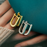 Zircon U Shaped Ear Buckle 925 Sterling Silver Earrings