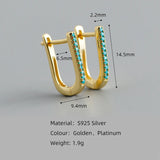 Zircon U Shaped Ear Buckle 925 Sterling Silver Earrings
