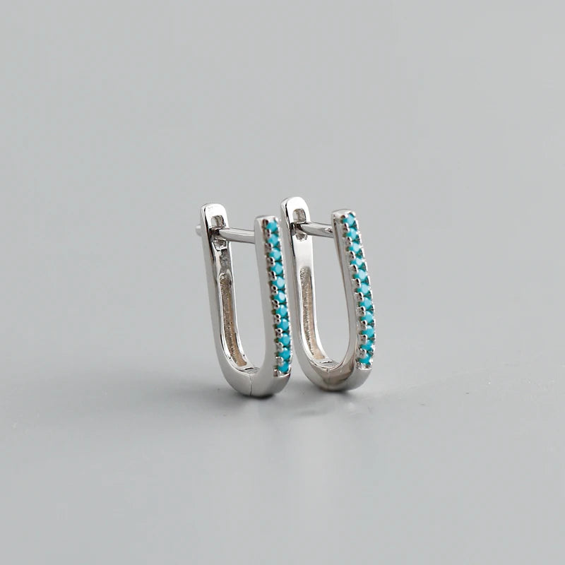 Zircon U Shaped Ear Buckle 925 Sterling Silver Earrings