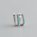 Zircon U Shaped Ear Buckle 925 Sterling Silver Earrings