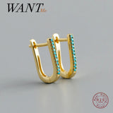 Zircon U Shaped Ear Buckle 925 Sterling Silver Earrings