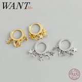 Boho 925 Silver Star Moon Tassel Stud Earrings