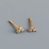 925 Sterling Silver Zircon Clover Stud Earrings for Women Flower Jewelry