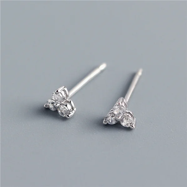 925 Sterling Silver Zircon Clover Stud Earrings for Women Flower Jewelry
