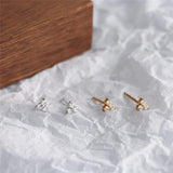 925 Sterling Silver Zircon Clover Stud Earrings for Women Flower Jewelry