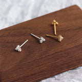 925 Sterling Silver Zircon Clover Stud Earrings for Women Flower Jewelry