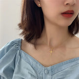 925 Silver Cross Rose Flower Pendant Necklace Cuban Chain for Women