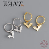Bohemian Halloween Bat Tassel Stud Earrings 925 Sterling Silver